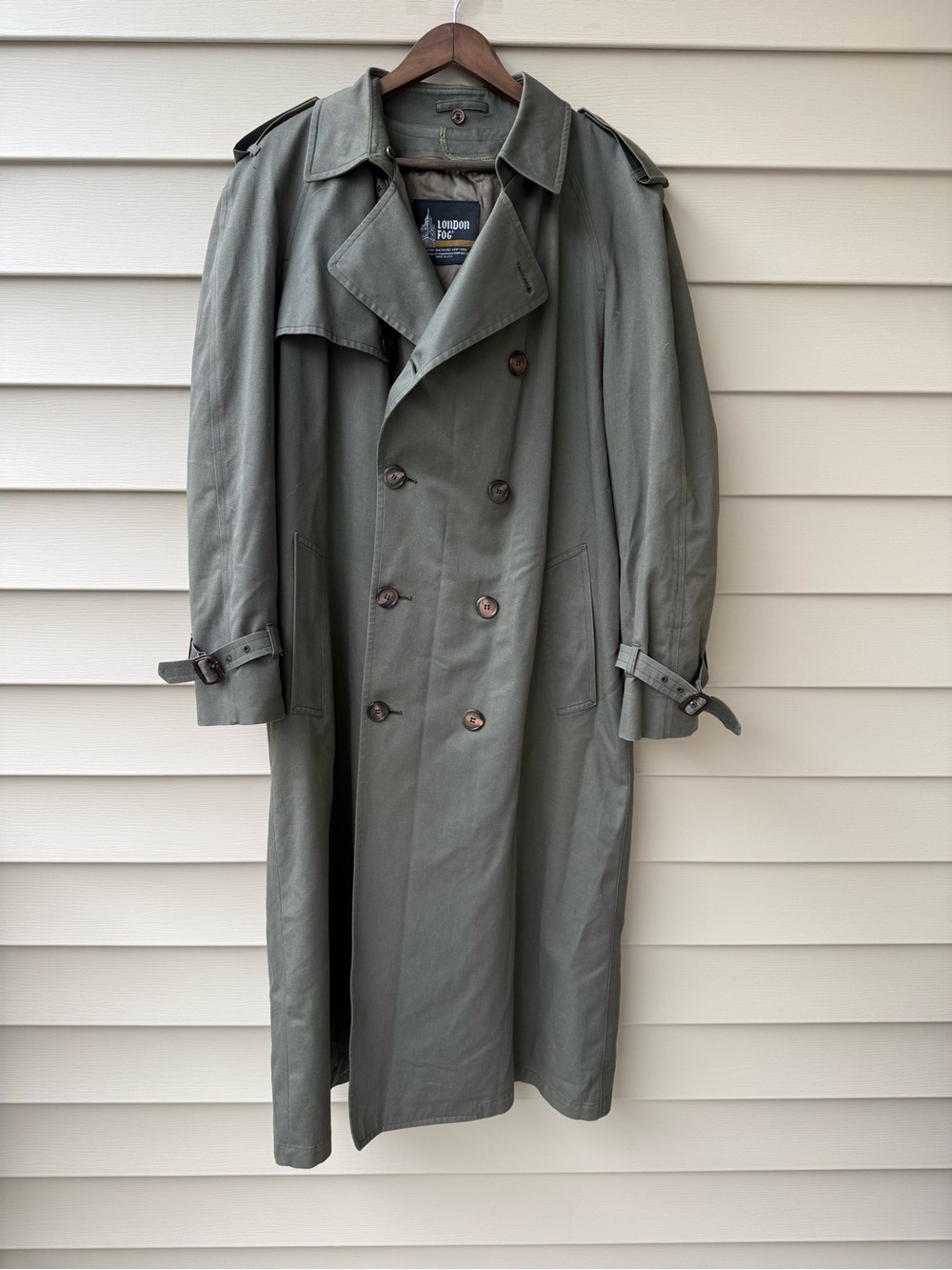 Vintage London Fog Trench Coat Men’s 40 Long Olive Gray